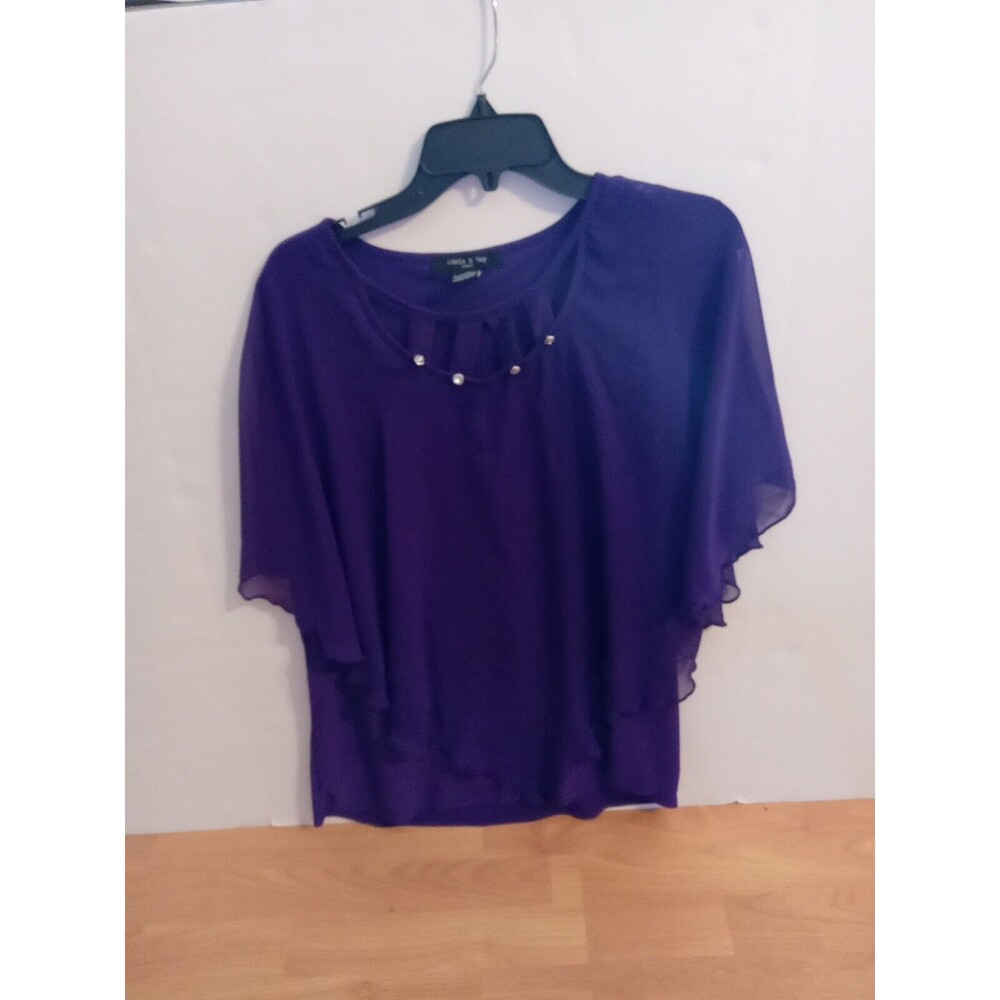 Adele And May Purple 2X Sleeveless 2 Layered Blouse  Flutter Flowy